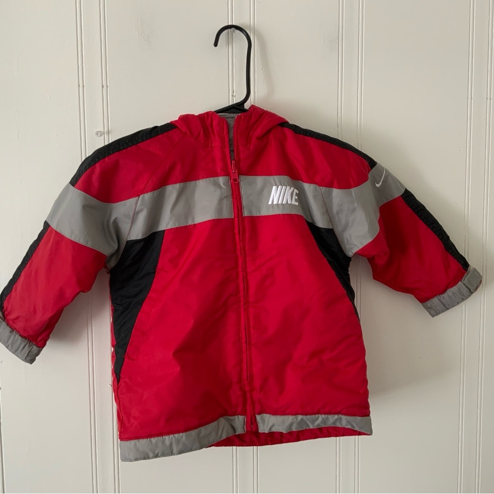 Nike Red and Gray Reflective Raincoat Reversible